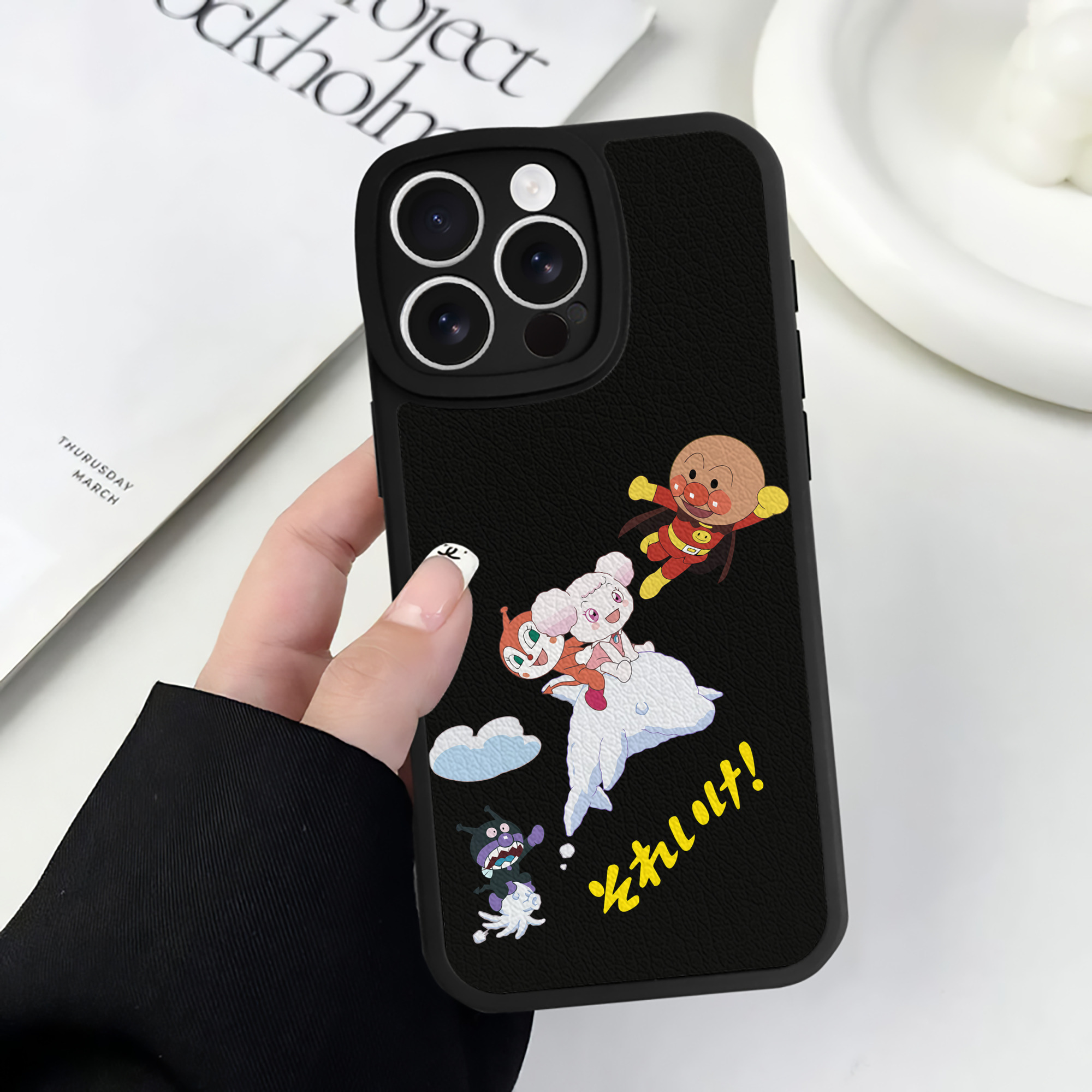 （画像用） アンパンマン Anpanman 【iPhone 16シリーズ対応】シリコンスマホケース（レザー調） 材質：シリコン